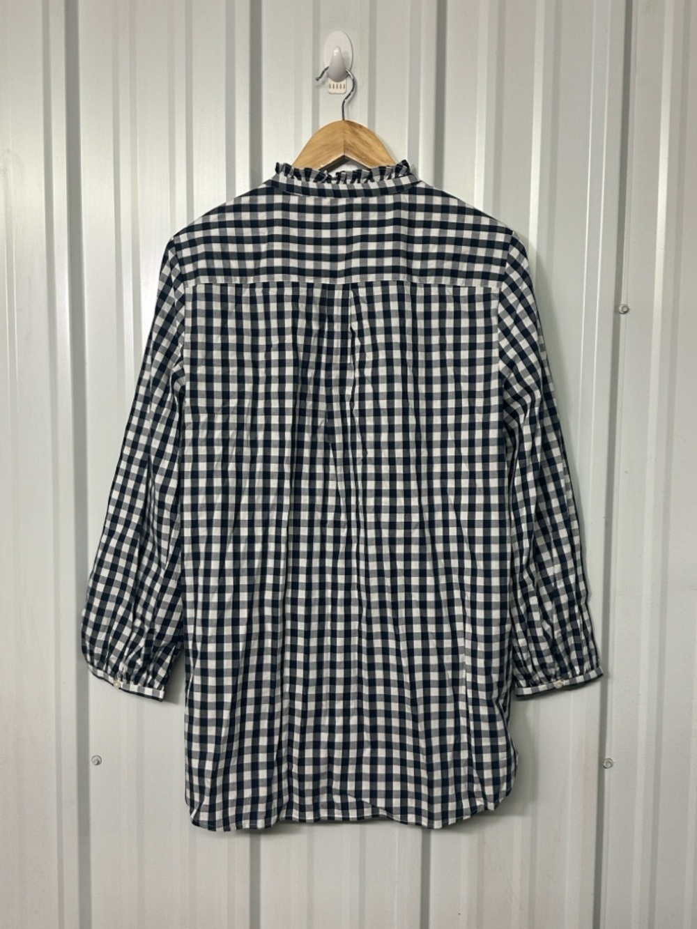 J.Crew Cotton Blend Ruffle Neck Poplin Tunic Classic Chic Feminine Minimalist - Picture 3 of 9
